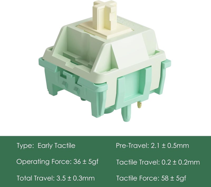 AKKO Tactile Keyboard Switches Cilantro Switch 5-Pin for Mechanical Gaming Keyboard Pre-Lubed 36gf (45pcs) - Image 2